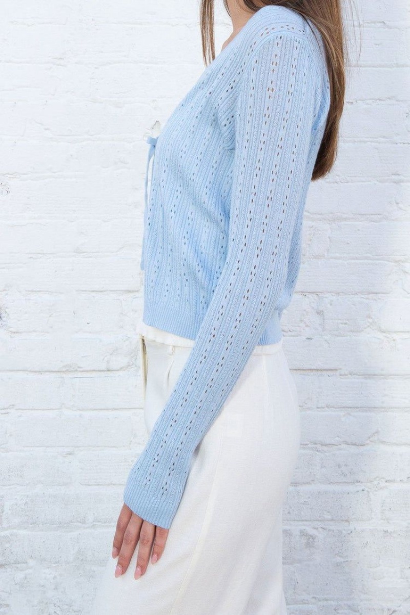 Hauts Brandy Melville Greta Eyelet Bleu Clair | IWN-61296896